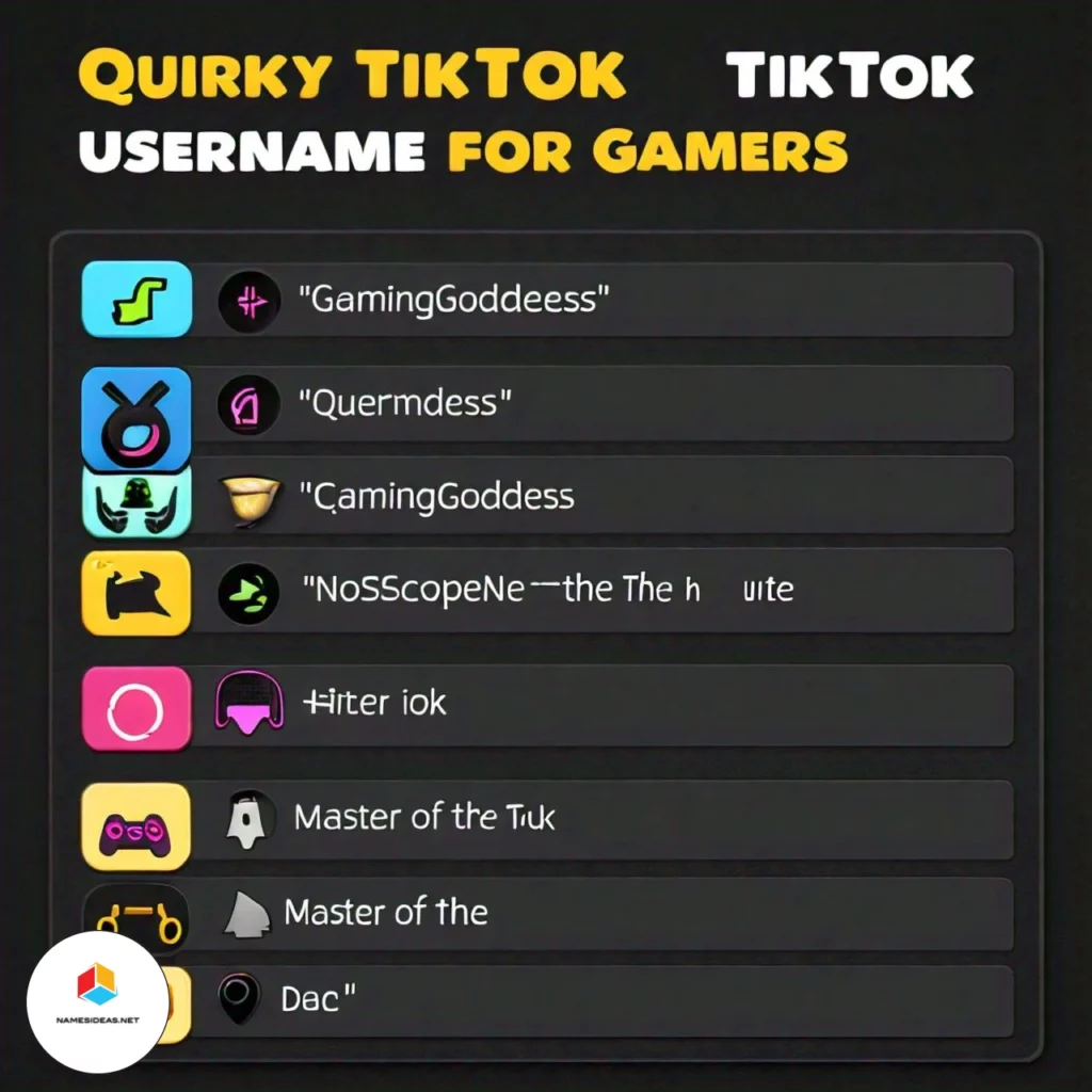 Quirky TikTok Username Ideas for Gamers